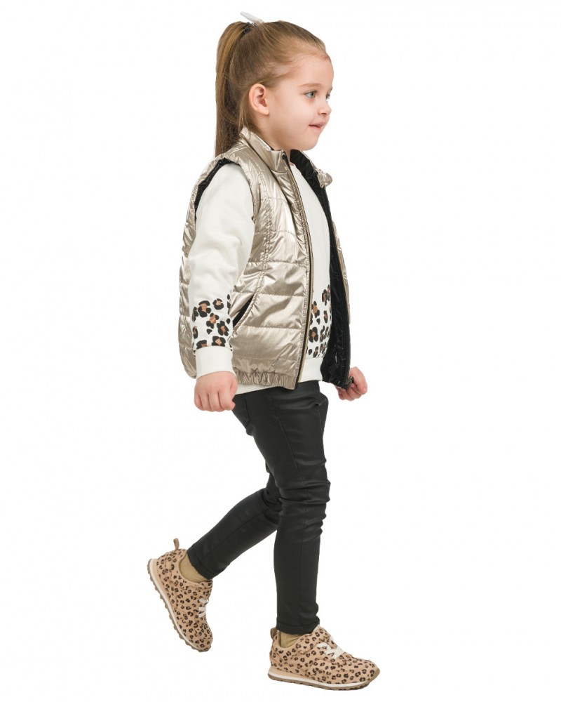 Παιδικό Μονόχρωμο Κολάν από Δερματίνη Fashion Leather Trend Κορίτσι -Μαύρο- 15-123342-2