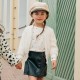 Παιδική Φούστα από Δερματίνη με Κρόσια και Στρας Κορίτσι (1-8) -Μαύρο- 15-124300-3