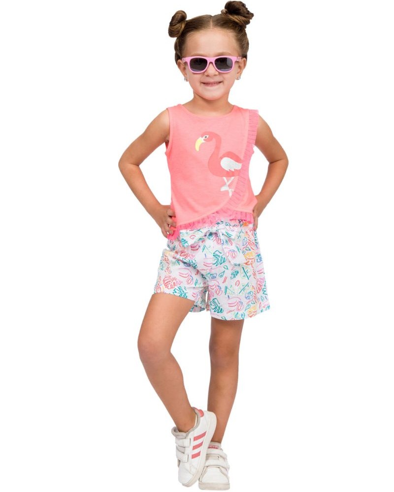 Παιδικό, Αμάνικο Μπλουζάκι Φλαμίνγκο -Κοραλλί Νέον- 15-222323-5