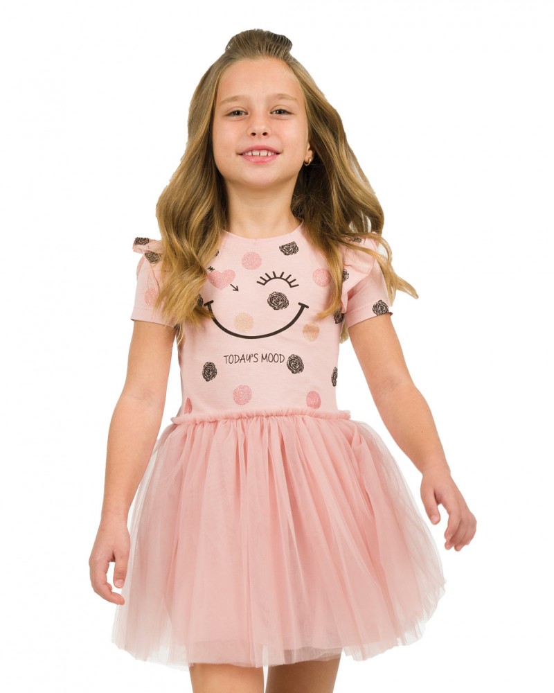 Παιδικό Πουά Φόρεμα με Τούλι Κορίτσι -Φρεζ- 15-223304-7