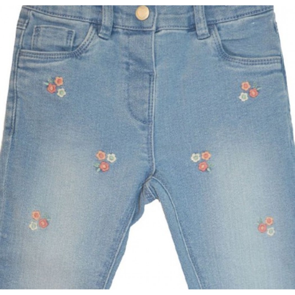 Παιδικό Τζιν Classic Πεντάτσεπο με Floral Κέντημα Κορίτσι -Ανοιχτό Μπλε Τζην- 15-224301-2