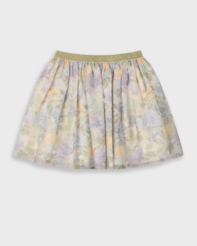 Παιδική Φούστα Τουτού Floral Από Τούλι και Χρυσό Lurex Κορίτσι -Εμπριμέ- 15-225300-3