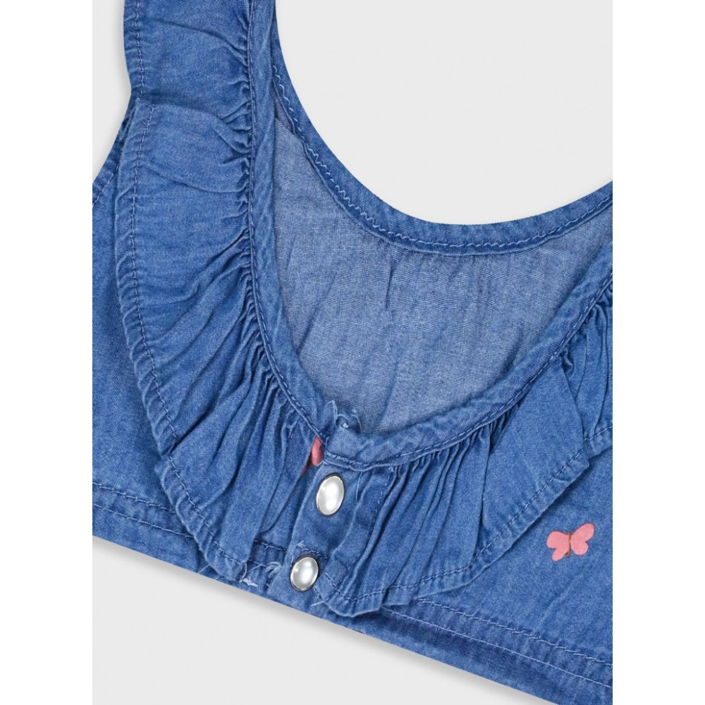 Παιδικό Σετ Τζιν με Μπλούζα Crop Top και Σορτς Κορίτσι (2-6) -Αν.Μπλε Τζην- 15-225306-0