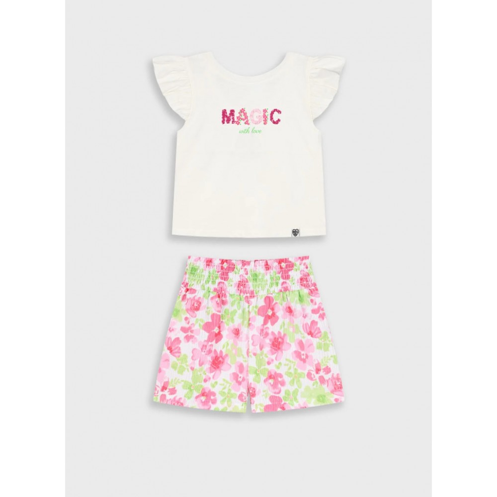 Παιδικό Σετ με Μπλούζα Magic και Σορτς Floral Κορίτσι (2-6) -Εμπριμέ- 15-225327-0
