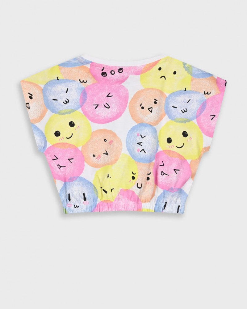 Παιδική Μακό Μπλούζα σε Μοτίβο από Φατσούλες Κορίτσι (2-6) -Εμπριμέ- 15-225328-5