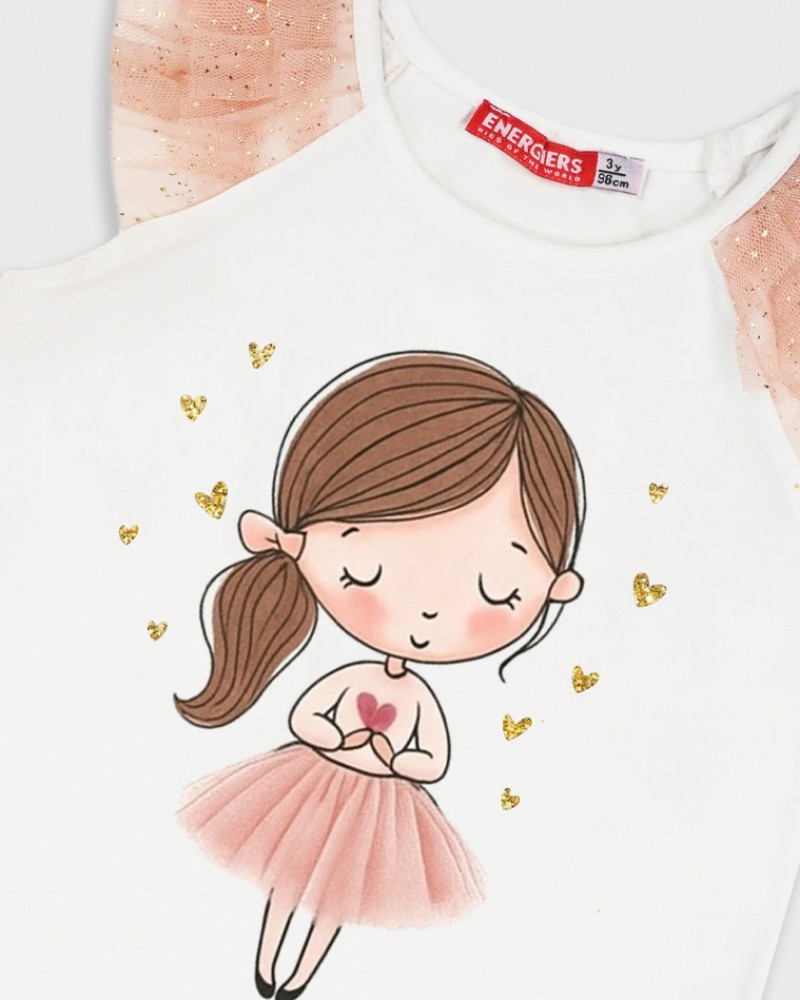 Παιδικό Σετ με Αμάνικο Μπλουζάκι Μπαλαρίνα Και Φούστα Τούλινη Κορίτσι (2-6) -Ροζ- 