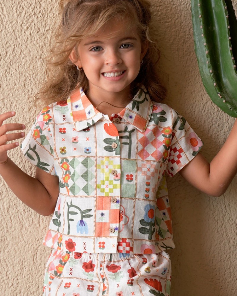 Παιδικό Σετ με Πουκάμισο Και Σορτς Εμπριμέ Κορίτσι (2-6) -Εμπριμέ- 