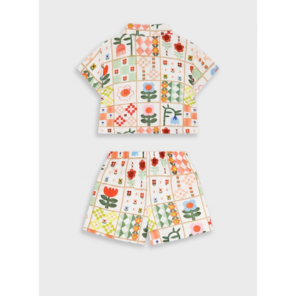 Παιδικό Σετ με Πουκάμισο Και Σορτς Εμπριμέ Κορίτσι (2-6) -Εμπριμέ- 15-226302-0