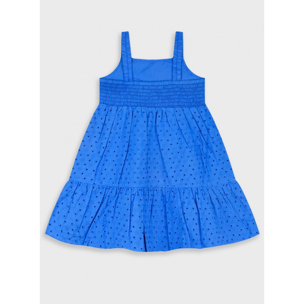 Παιδικό Φόρεμα με Τιράντα και Κοφτό Κέντημα Κορίτσι (2-6) -Μπλε- 15-226311-7