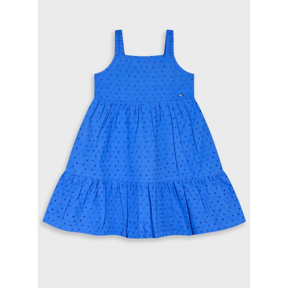 Παιδικό Φόρεμα με Τιράντα και Κοφτό Κέντημα Κορίτσι (2-6) -Μπλε- 15-226311-7