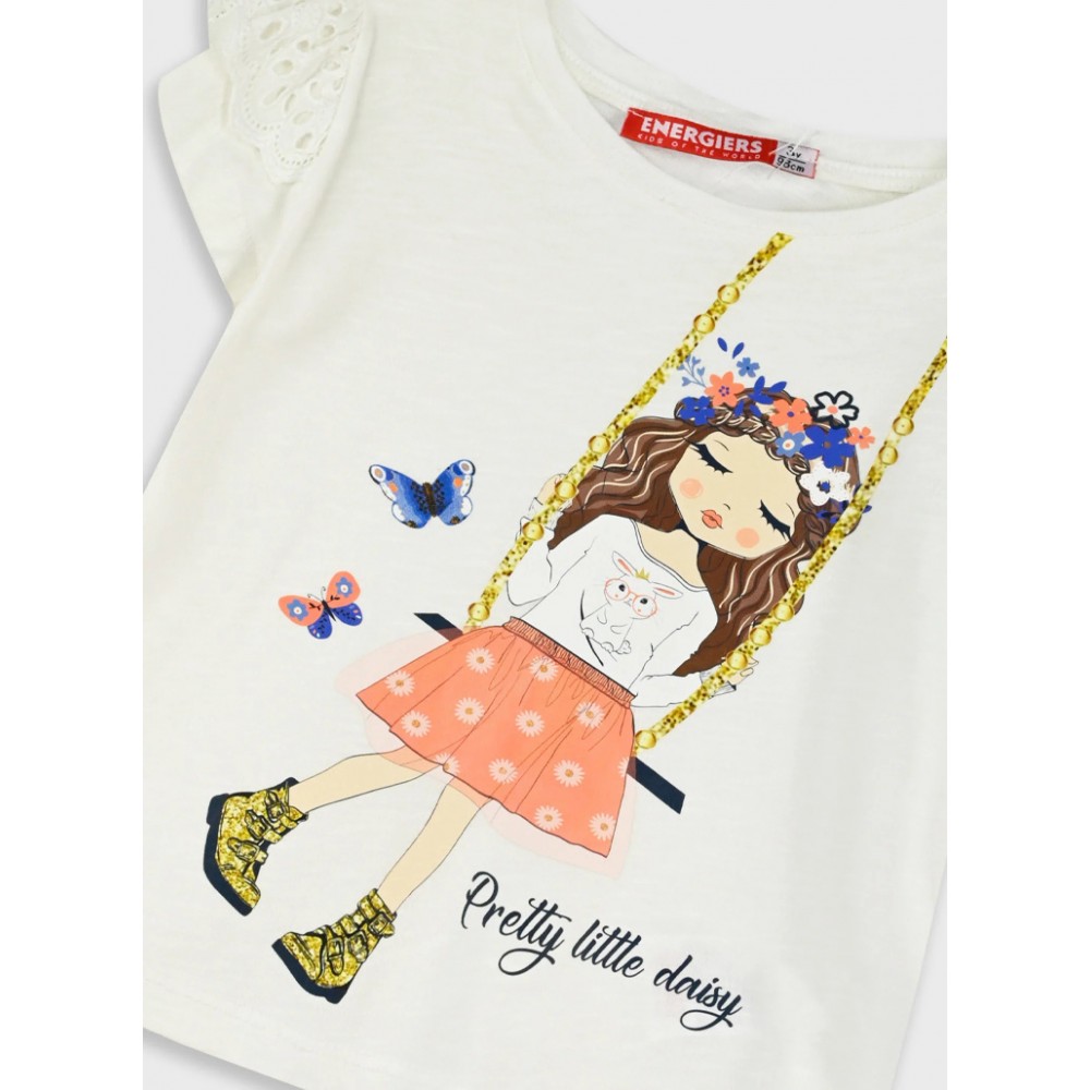 Παιδικό Σετ 3Τμχ με Μπλούζα Pretty Little Daisy, Τζιν Παντελόνα και Κοκαλάκι Κορίτσι (2-6) -Μπλε Τζην- 15-226322-0