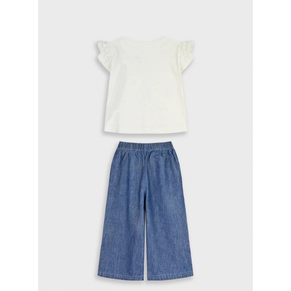 Παιδικό Σετ 3Τμχ με Μπλούζα Pretty Little Daisy, Τζιν Παντελόνα και Κοκαλάκι Κορίτσι (2-6) -Μπλε Τζην- 15-226322-0