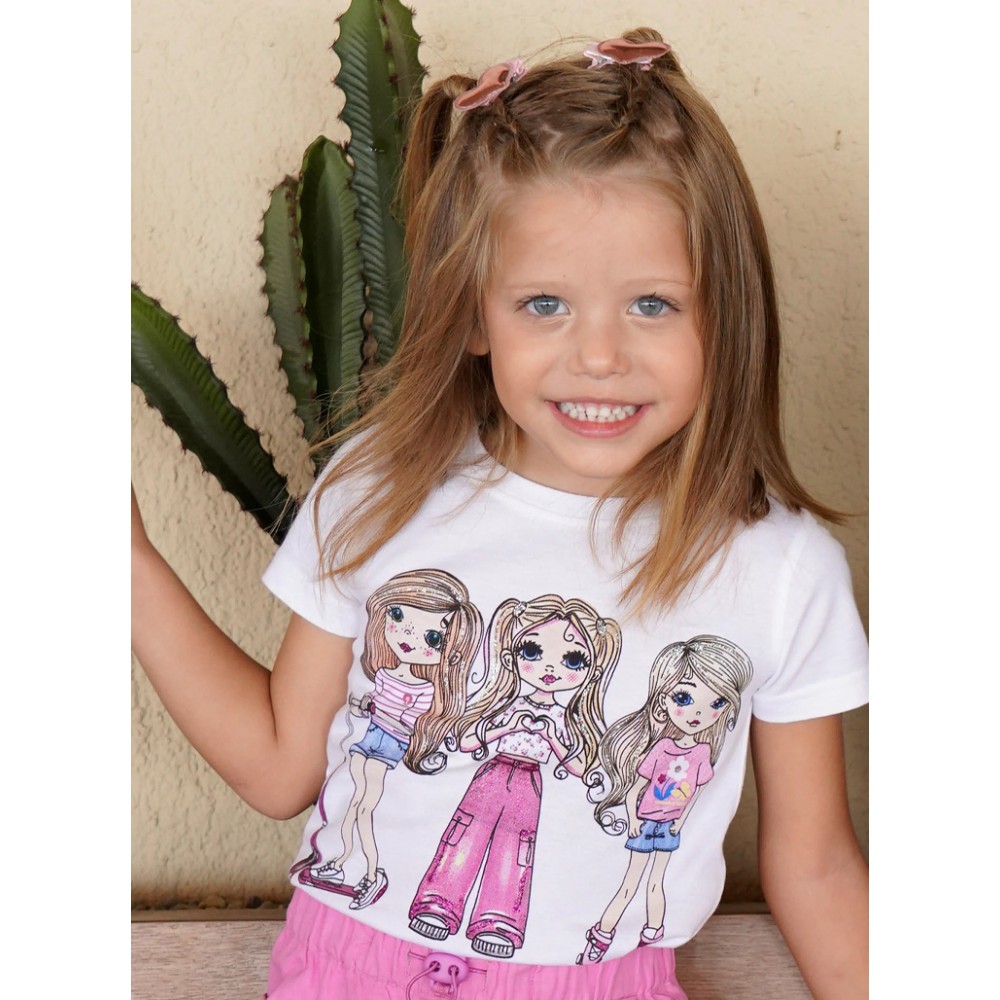 Παιδική Μακό Μπλούζα Με Τύπωμα Οι Φίλες μου Κορίτσι (2-6) -Εκρού- 15-226326-5