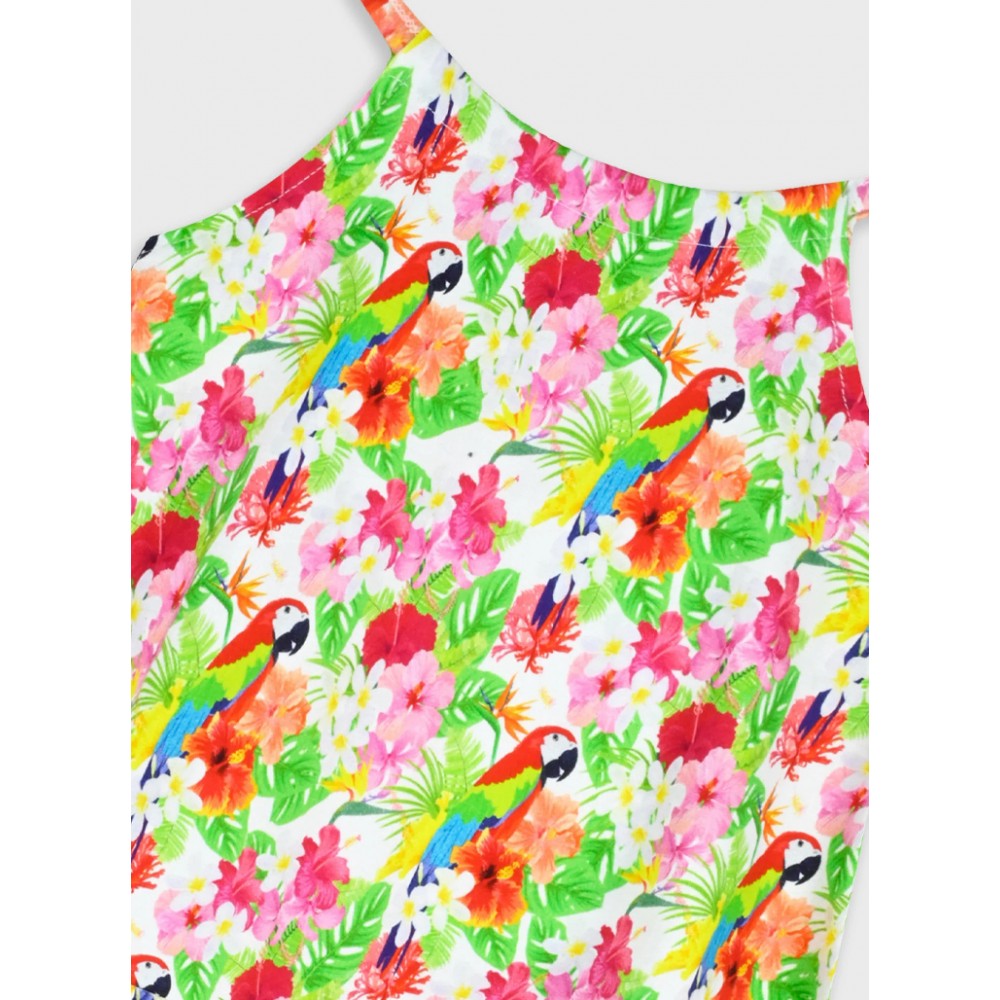 Παιδικό Μακό Φόρεμα Τιράντα με Παπαγαλάκια Μοτίβο Κορίτσι (2-6) –Εμπριμέ– 15-226345-7
