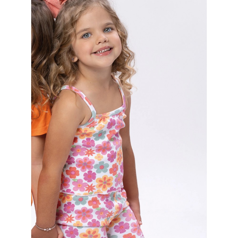 Παιδικό Σετ Floral με Μπλούζα Τιράντα και Ποδηλατικό Κολάν Κορίτσι (2-6) -Εμπριμέ- 15-226370-0