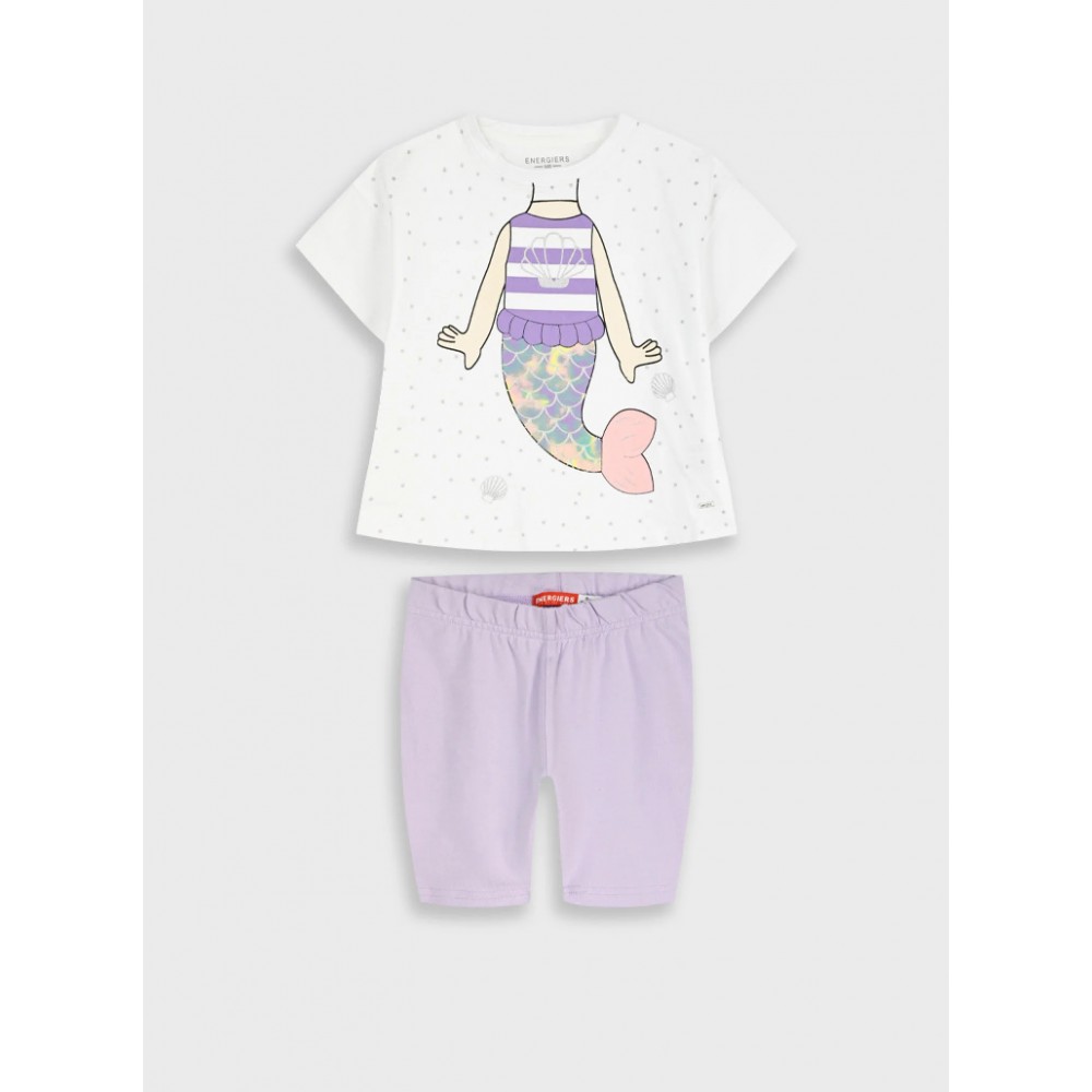 Παιδικό Σετ με Μπλουζάκι Γοργόνα και Κολάν Ποδηλατικό Κορίτσι (2-6) -Λιλά- 15-226372-0