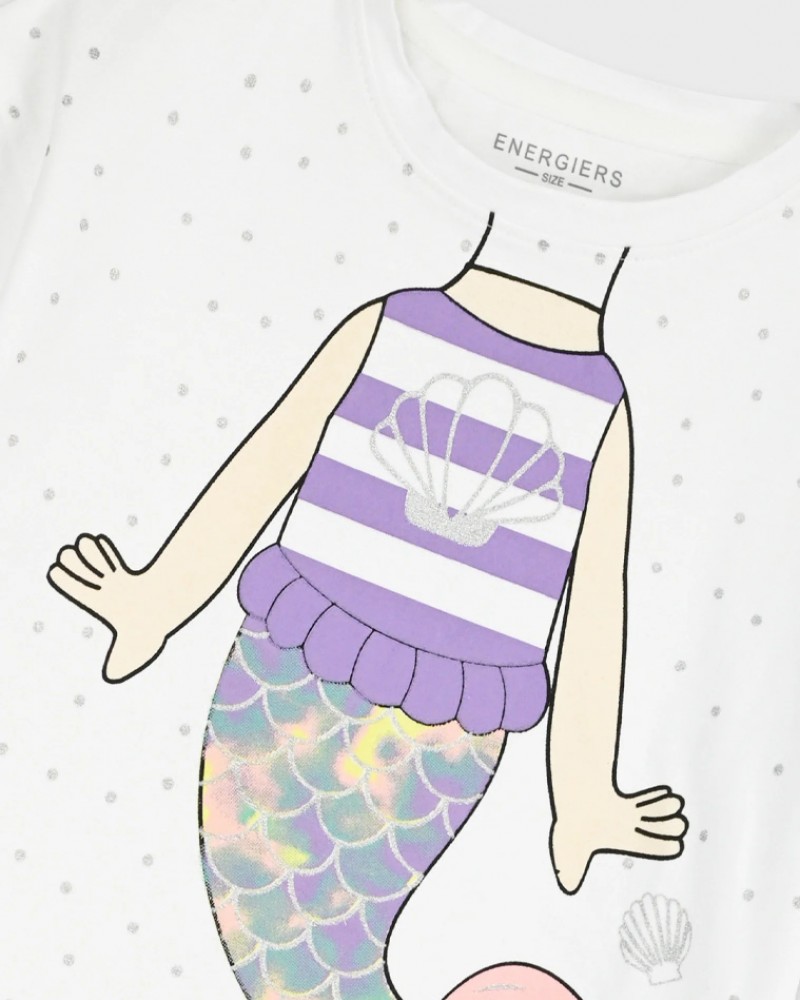 Παιδικό Σετ με Μπλουζάκι Γοργόνα και Κολάν Ποδηλατικό Κορίτσι (2-6) -Λιλά- 