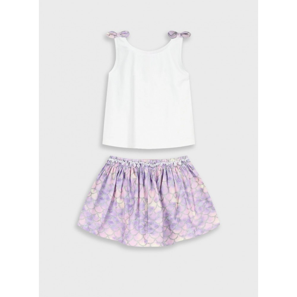 Παιδικό Σετ με Μπλουζάκι Believe In Mermaid Και Φούστα με Eσωτερικό Kολάν Κορίτσι (2-6) -Λιλά- 15-226373-0