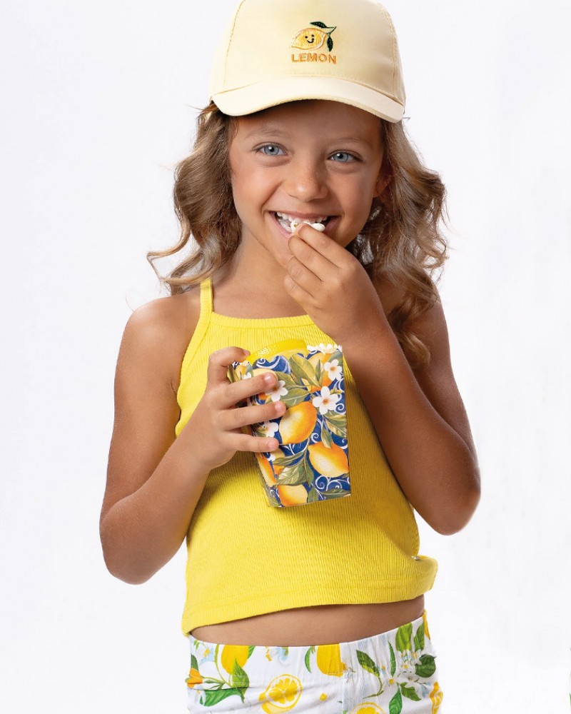 Παιδικό Σετ με Μπλούζα Τιράντα και Κολάν Λεμονάκι Ποδηλατικό Κορίτσι (2-6) -Κίτρινο- 