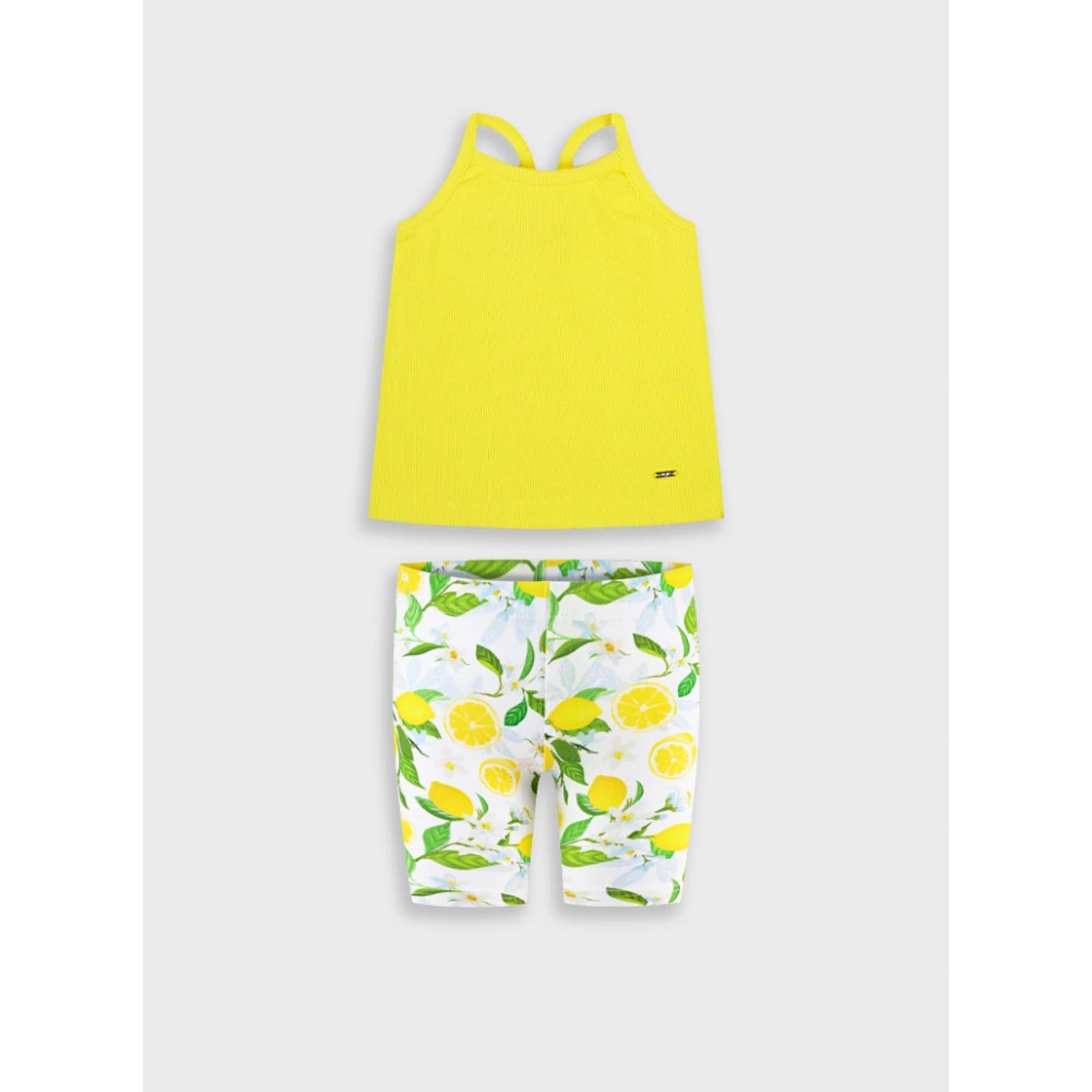 Παιδικό Σετ με Μπλούζα Τιράντα και Κολάν Λεμονάκι Ποδηλατικό Κορίτσι (2-6) -Κίτρινο- 15-226383-0