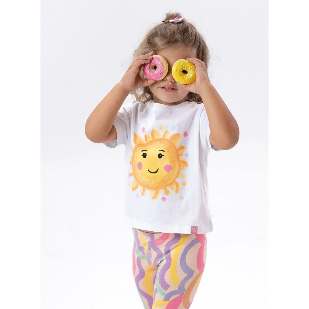 Παιδικό Σετ με Μπλουζάκι Ήλιος και Κολάν Κάπρι Κορίτσι (2-6) -Εμπριμέ- 15-226384-0