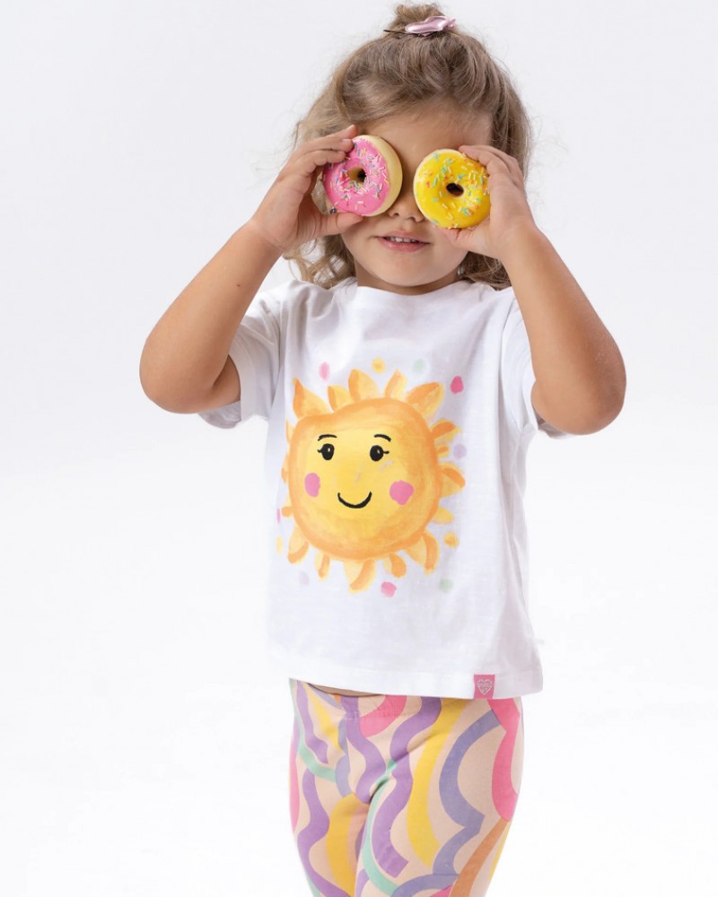 Παιδικό Σετ με Μπλουζάκι Ήλιος και Κολάν Κάπρι Κορίτσι (2-6) -Εμπριμέ- 