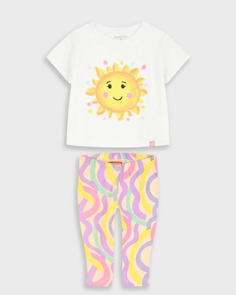 Παιδικό Σετ με Μπλουζάκι Ήλιος και Κολάν Κάπρι Κορίτσι (2-6) -Εμπριμέ- 