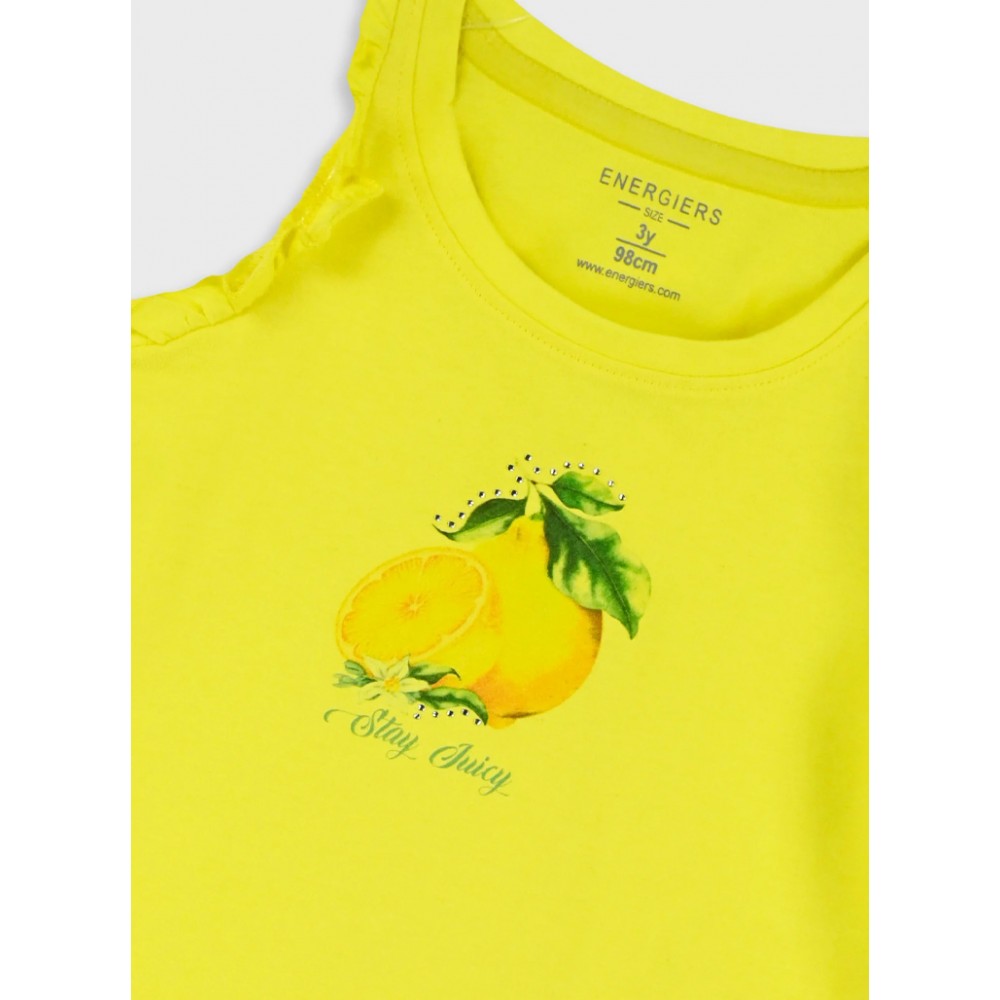 Παιδικό Σετ με Μπλούζα Stay Juicy και Φούστα με Κολάν Εσωτερικά Κορίτσι (2-6) -Κίτρινο- 15-226392-0