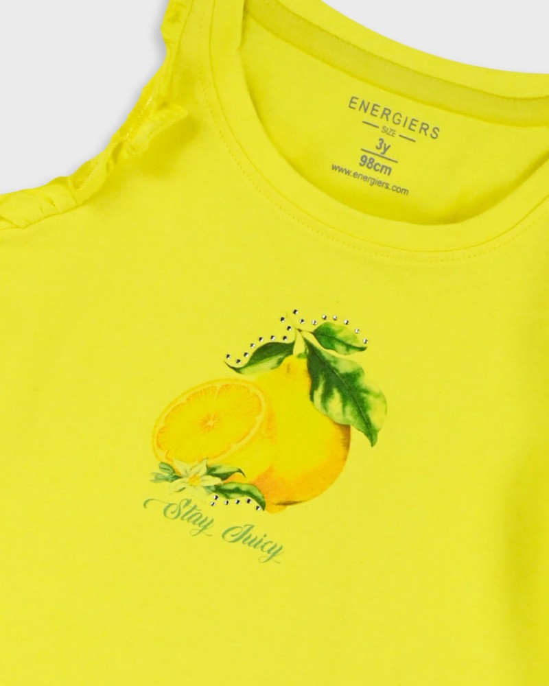 Παιδικό Σετ με Μπλούζα Stay Juicy και Φούστα με Κολάν Εσωτερικά Κορίτσι (2-6) -Κίτρινο- 