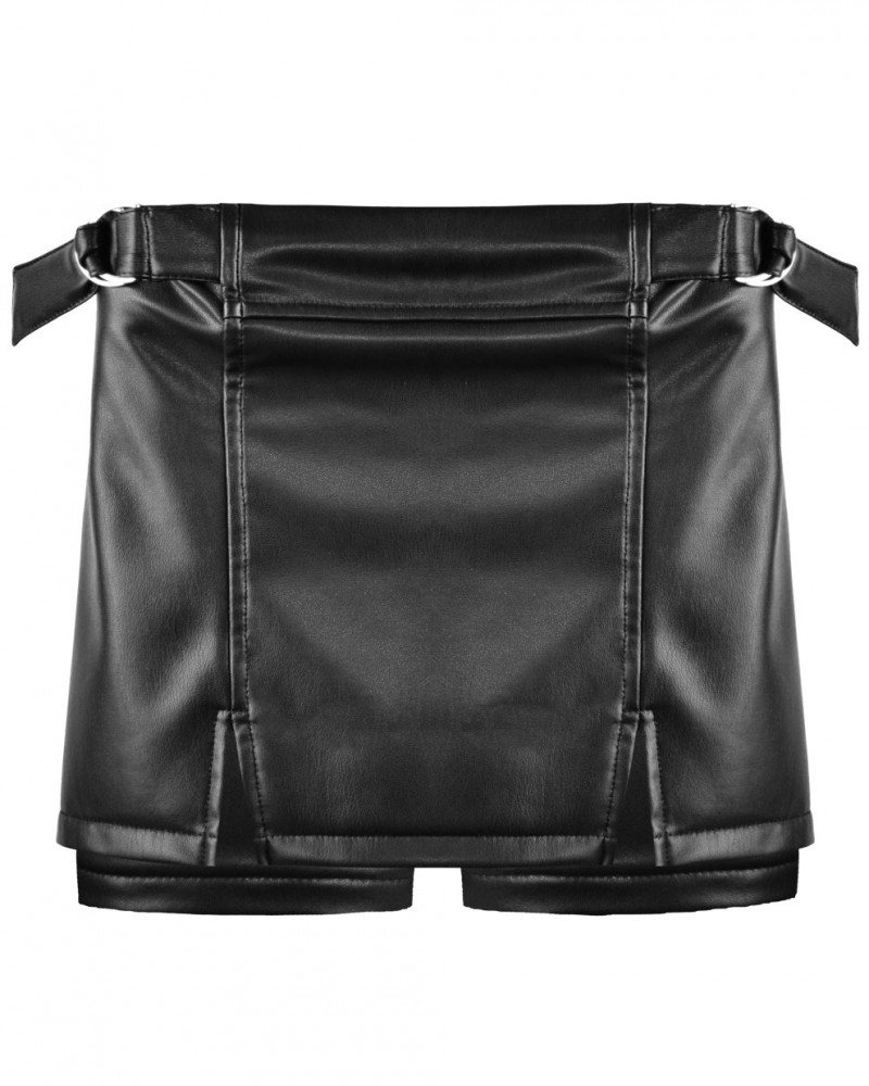 Εφηβικό Shorts/Φούστα από Δερματίνη -Μαύρο- 16-122209-2