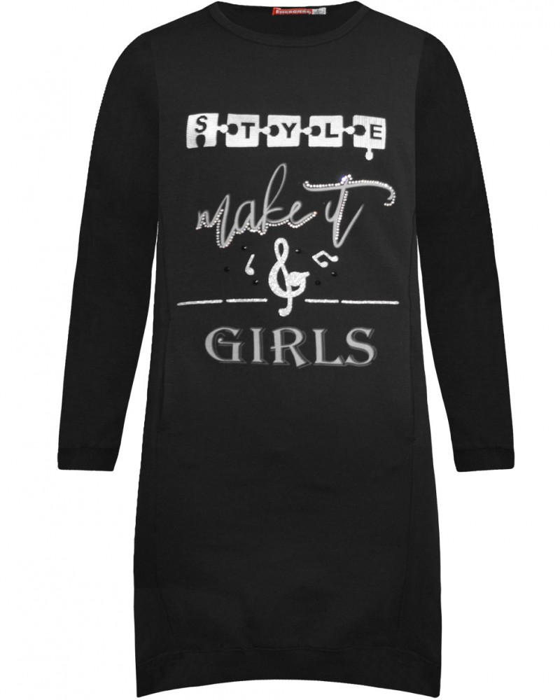 Εφηβικό Clothing, Casual Φόρεμα Φούτερ "Make it Girls" Κορίτσι -Μαύρο- 16-122237-7