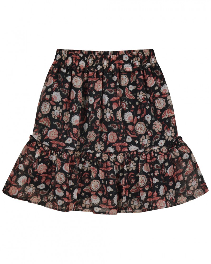 Εφηβική Mini Φούστα Με Βολάν και Χρυσό Lurex Floral Κορίτσι -Εμπριμέ- 16-123201-3