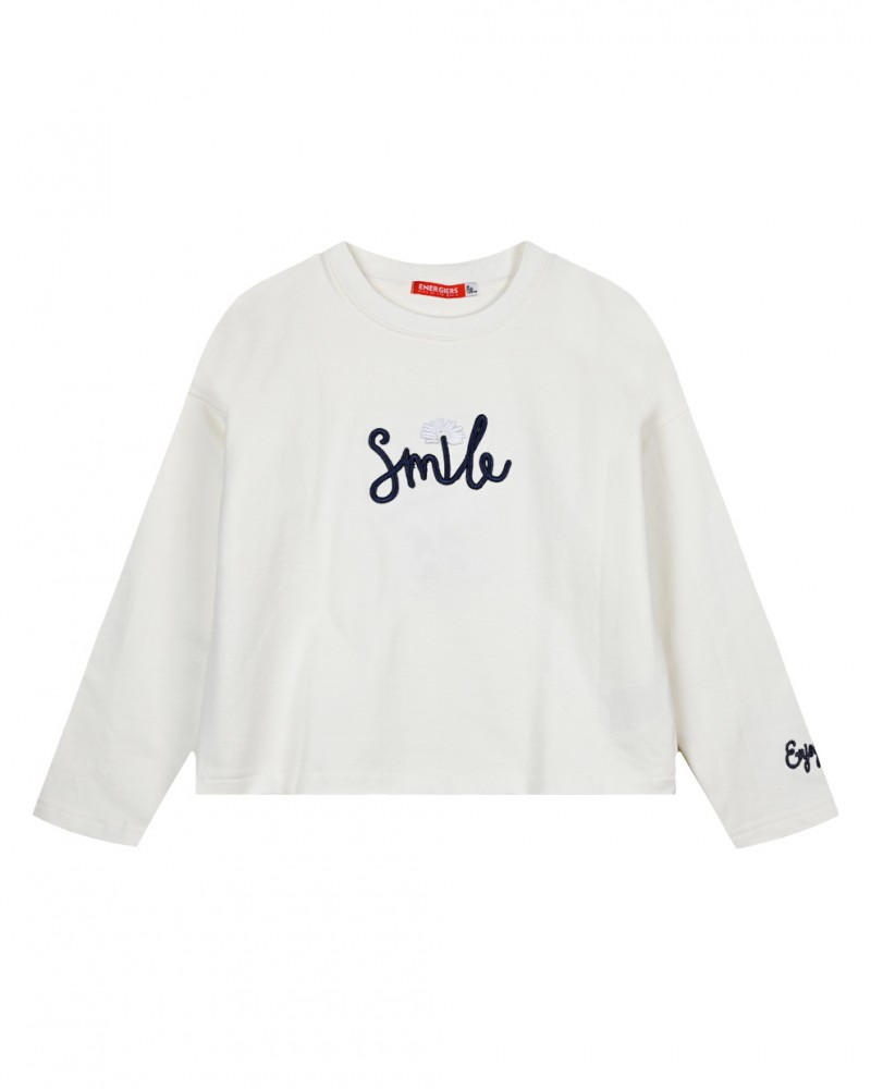 Εφηβική Φούτερ Crop Μπλούζα Smile Κορίτσι -Εκρού- 16-123209-5