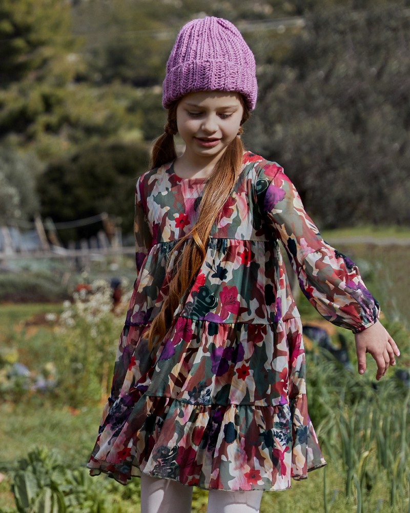 Εφηβικό Fashion Φόρεμα Εμπριμέ Με Σούρες Κορίτσι -Φλοράλ- 16-123209-7