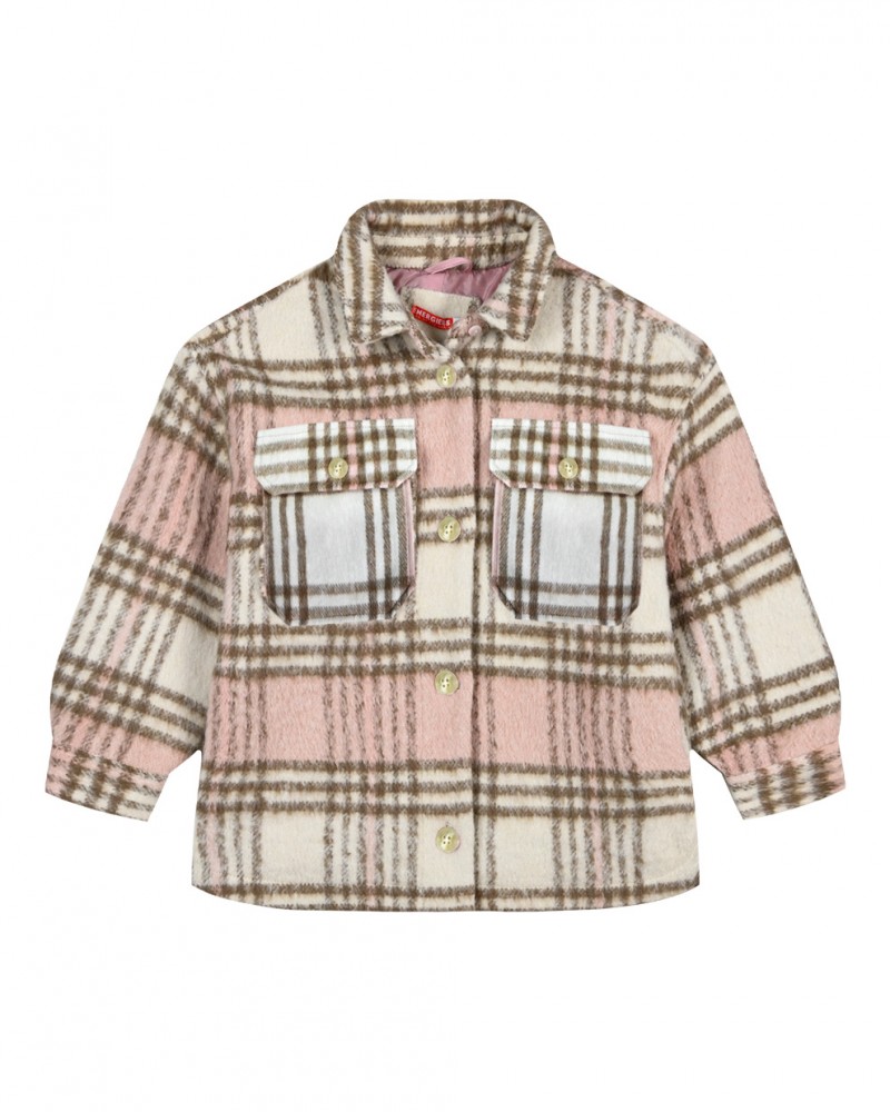 Εφηβικό Oversized Jacket Τύπου Πουκάμισο Καρώ Κορίτσι -Καρρώ- 16-123210-1