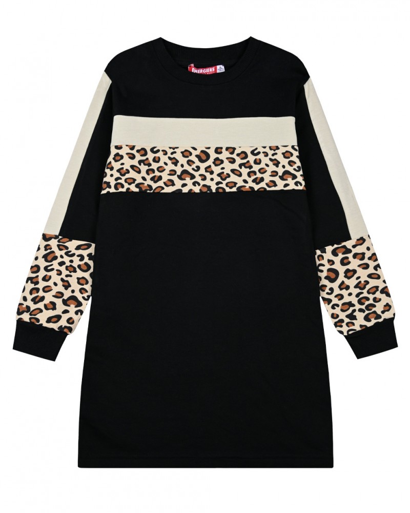 Εφηβικό Φόρεμα Φούτερ Animal Print Fashion Λεοπάρ Κορίτσι -Μαύρο- 16-123241-7