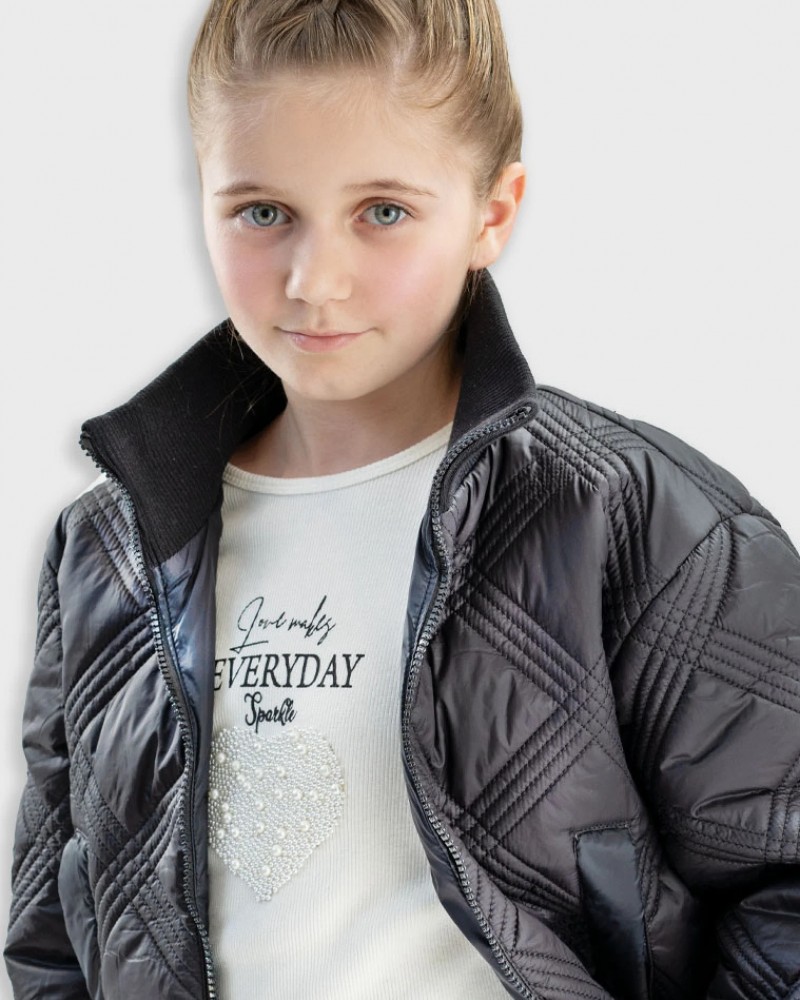 Εφηβική Μπλούζα Ριπ Με Πέρλες και Τύπωμα EveryDay Κορίτσι (6-16) -Εκρού- 