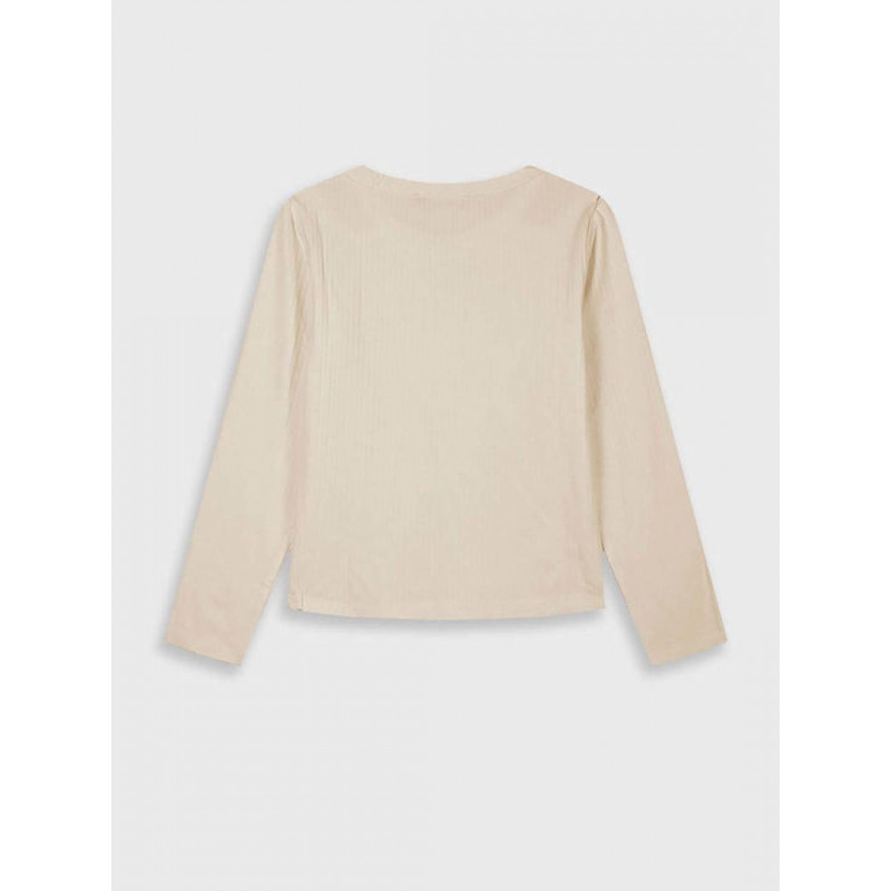 Εφηβική Μπλούζα Ριπ Μονόχρωμη Κορίτσι (6-16) -Βανίλια- 16-125226-5