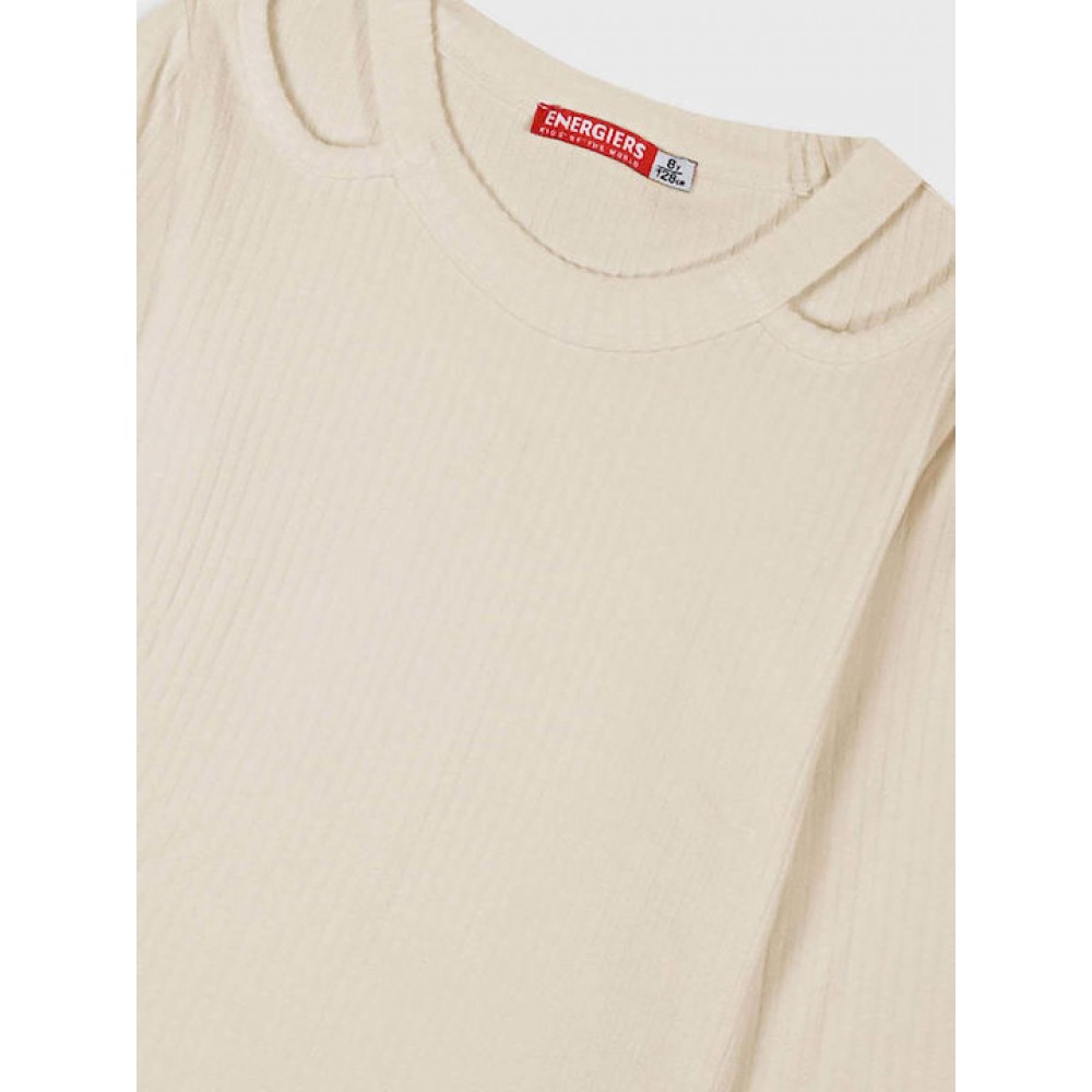 Εφηβική Μπλούζα Ριπ Μονόχρωμη Κορίτσι (6-16) -Βανίλια- 16-125226-5