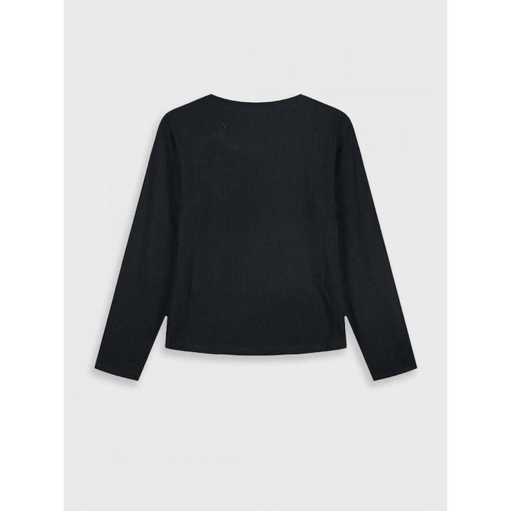 Εφηβική Μπλούζα Ριπ Μονόχρωμη Κορίτσι (6-16) -Μαύρο- 16-125226-5