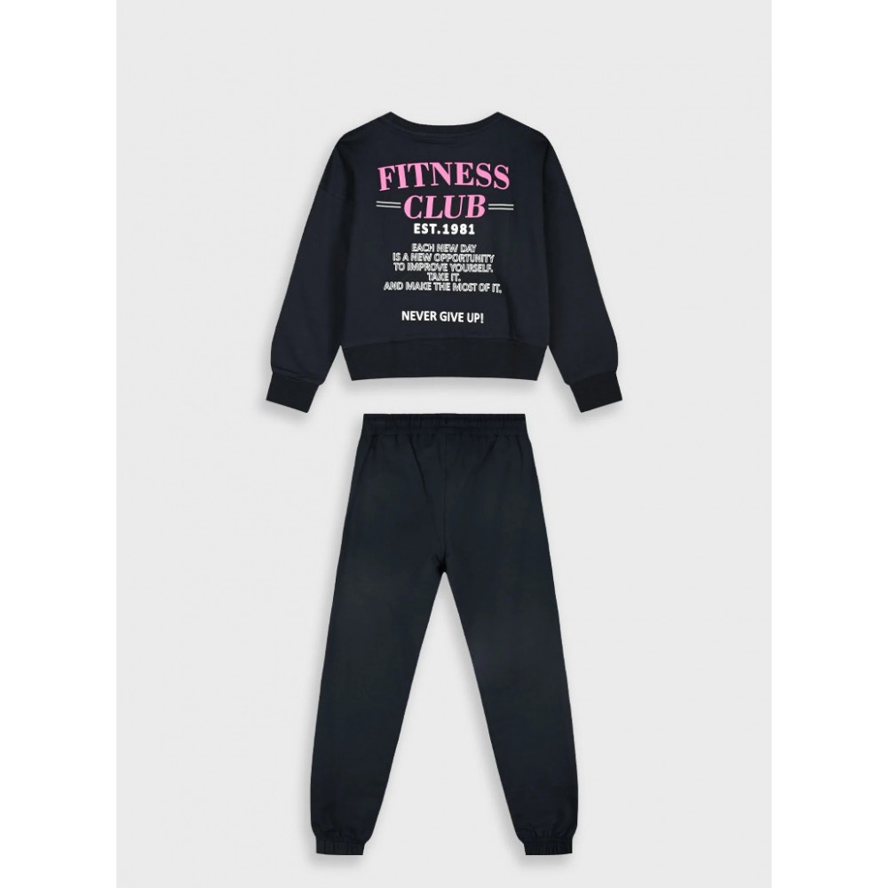 Εφηβικό Σετ Φούτερ Φόρμα με Τύπωμα Fittness Club Κορίτσι (6-16) -Μαύρο- 16-125273-0