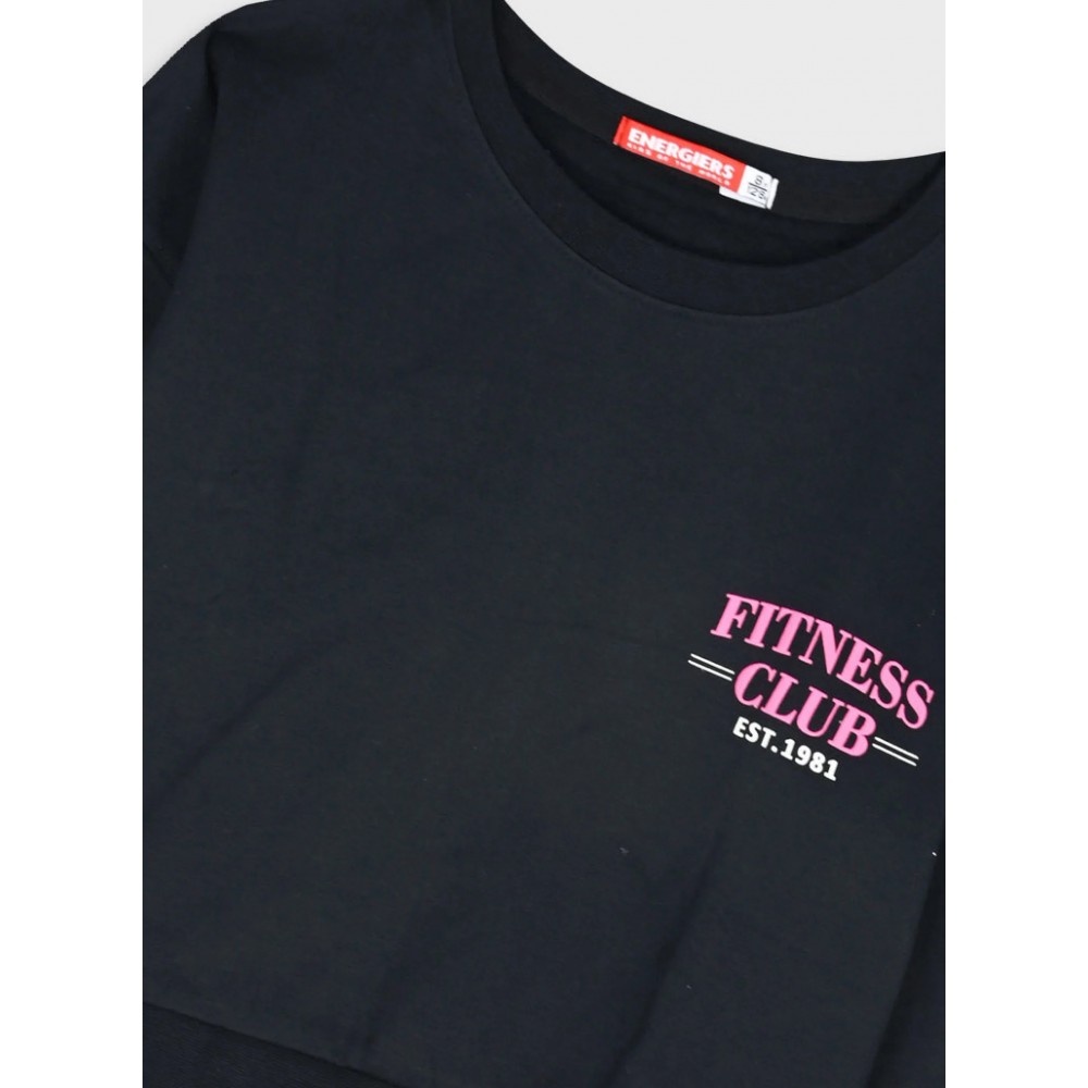 Εφηβικό Σετ Φούτερ Φόρμα με Τύπωμα Fittness Club Κορίτσι (6-16) -Μαύρο- 16-125273-0