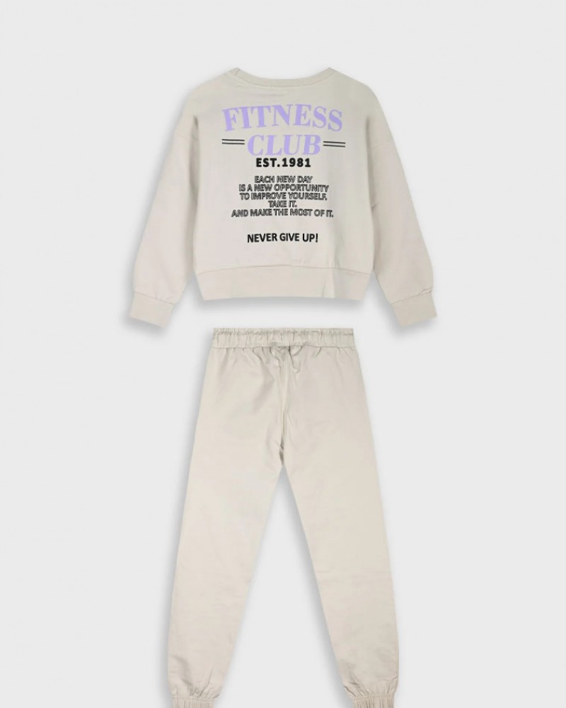 Εφηβικό Σετ Φούτερ Φόρμα με Τύπωμα Fittness Club Κορίτσι (6-16) -Πάγου- 