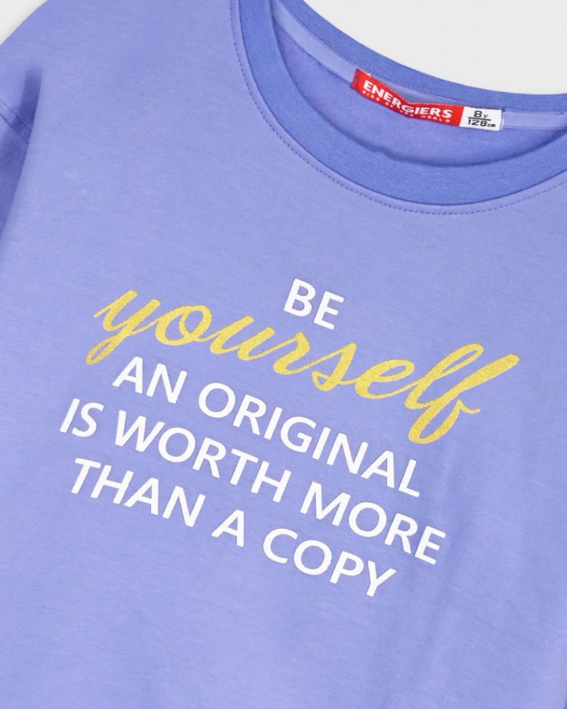 Εφηβικό Σετ Φούτερ Φόρμα με Τύπωμα Be Your Self Κορίτσι (6-16) -Λεβάντα- 