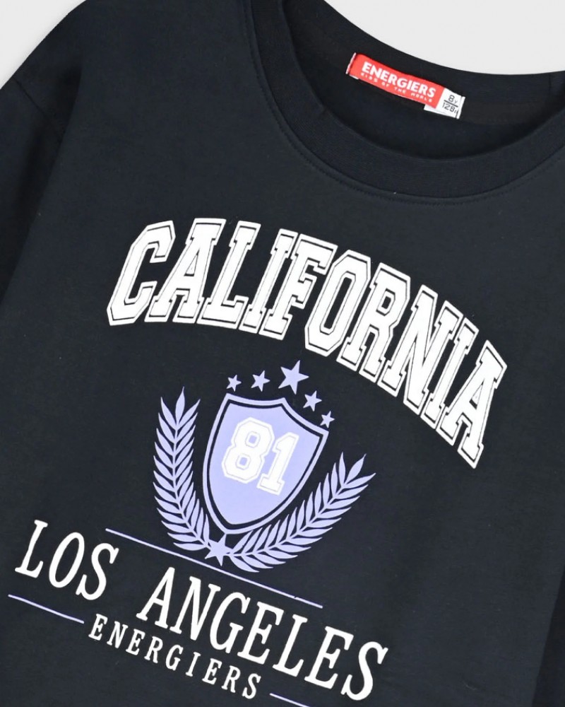 Εφηβικό Σετ Φούτερ Φόρμα με Τύπωμα California Κορίτσι (6-16) -Μαύρο- 