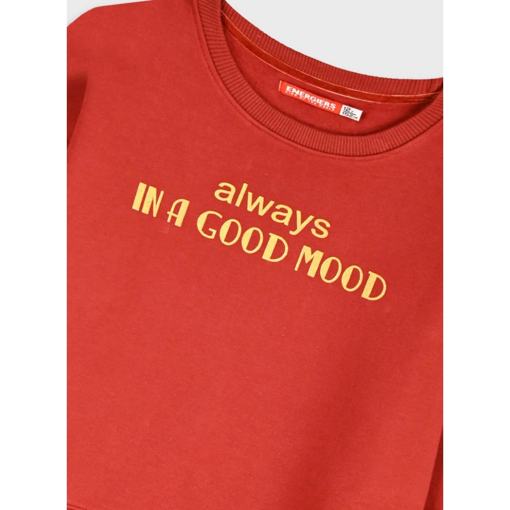 Εφηβικό Σετ Φούτερ Φόρμα με Τύπωμα Good Mood Κορίτσι (6-16) -Μπορντώ- 16-125289-0