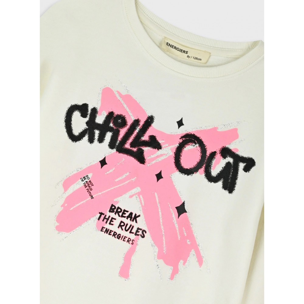 Εφηβικό Σετ Κολάν Εποχής Με Τύπωμα Chill Out για Κορίτσι (6-16) -Εκρού- 16-126266-0