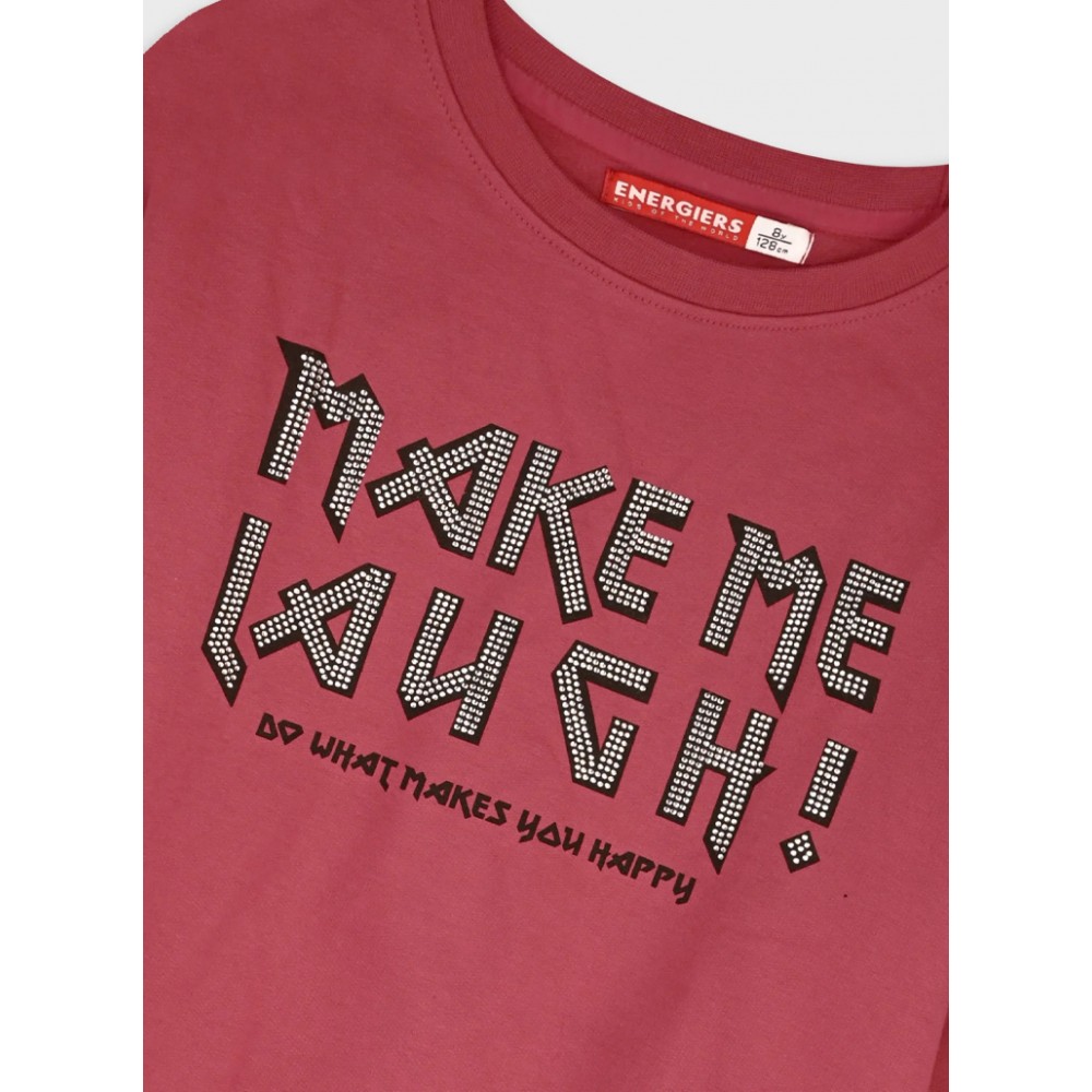 Εφηβικό Σετ Φούτερ Φόρμα με Τύπωμα Make me Lauch Κορίτσι (6-16) -Τριανταφυλλί Φρεζ- 16-126271-0