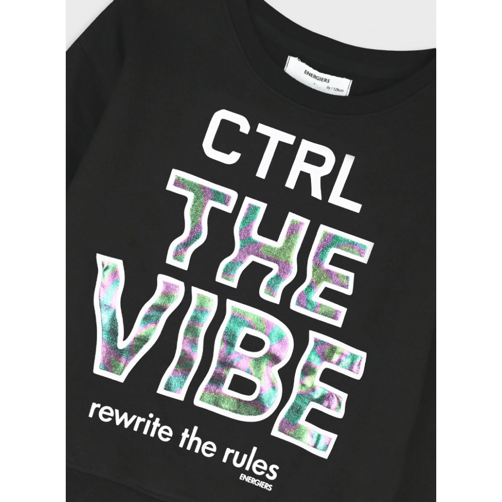 Εφηβικό Σετ Φούτερ Φόρμα με Τύπωμα CTRL The Vibe Κορίτσι (6-16) -Μαύρο- 16-126286-0