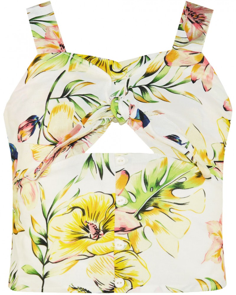 Εφηβικό, Top Floral με φιόγκο και Άνοιγμα -Εμπριμέ-  16-222201-4